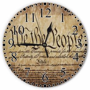 Writing History Wall Clock 10 Inch Battery Operated The Constitution For The United States of America Clock Silent Non-Ticking Modern Clocks Decorative for Home Kitchen Living Room Bathroom Office