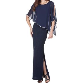 FRANK LYMAN Womens Chiffon Drape Dress Style 179257 Size 10 Navy