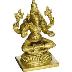 Lord Varaha Dev Brass Statue 02073 (3.50" H x 2.50" W x 1.50" D) Gold