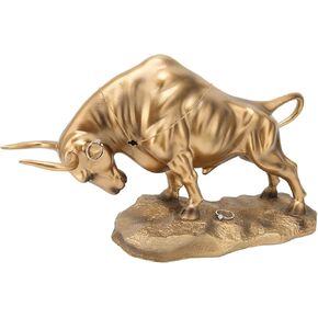 Golden Bull Figurine Resin Chinese Feng Shui Ox Statue Auspicious Wealth Good Luck Sculpture Ornaments for Home Office Decor