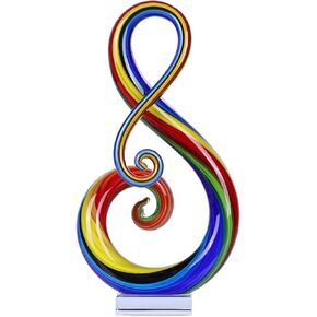 XMGZQ Multicolor Murano Glass Sculptures and Statues,Glass Music Note Statues,Hand-Blown Glass Decor Art Modern Decorations for Coffee Tables,Offices,Room Decorations and Accessories Gift (Colorful)