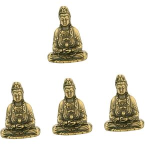 ARTIBETTER Home Decoration 2pcs Brass Buddha Safety Men and Women Goddess Car Key Holder