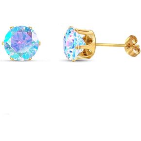 CZ Stud Earrings 18K Gold Plated 316L Stainless Steel Earring Studs Hypoallergenic Cubic Zirconia Stud Earrings For Women
