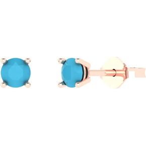 0.5 ct Brilliant Round Cut Solitaire Studs Turquoise 14k White Gold Desginer Affordable Earrings Push Back