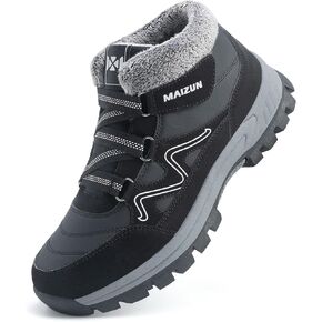 Moodeng Mens Winter Boots Causal Lightweight Snow Boots Warm Fur Lined Hiking Boots Water-Resistant Comfortable Ankle shoes Outdoor Walking