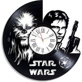 Chewbacca and Han Solo Art Star Wars Movie Handmade Decor for Nursery Jedi Wall Decor Vintage Vinyl Record Clock Unique Decoration Star Wars Wall Clock Birthday Gifts