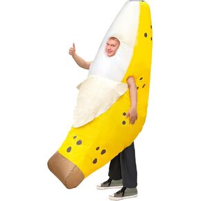 Camlinbo Halloween Inflatable Banana Costume Funny Full Body Blows Up Costume for Adult Men Women Halloween Cosplay Party