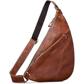Genuine Leather Sling Bag for Men and Women Lightweight Crossbody Shoulder Bag Chest Purse Sling Backpack