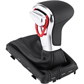 KIMISS Car Automatic Shift Knob with Button, for A4L B8 B8PA B9 2009-2016, Left-Hand Drive Gaiter Boot Gear Shift Stick Knob -Proof Gaiter Boot Cover