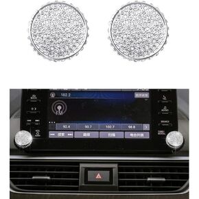 1797 Compatible Volume Power Selector Knobs Caps for Honda Accessories 2018-2022 Bling Interior Parts Accord 10th 1.5T EX EX-L LX Women Men Crystal Cute Sparkly Silver 2 Pack