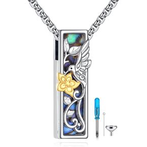 Urn Necklace Ashes 925 Sterling Silver Cremation Pendant Memorial Ashes Abalone Shell Pendant Jewelry Gift for Women Men