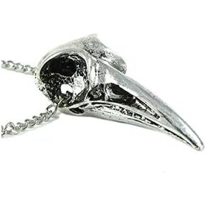 Womens Silver Plated Bellatrix Necklace I Lestrange Raven Bird Skull Pendant Necklace I Gothic Jewelry for Harry Potter, Bellatrix Costume, Halloween Costume