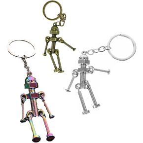 3pcs Novelty Robot Keychains Creative Robots Keyring Key Organization Keychain Lobster with Metal Robot Pendant Movable and Double Ring Accessory for Keys and Bag Charm