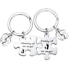 Nimteve Mommy Daddy of an Angel Puzzle Keyring Miscarriage Loss of Child Baby Memorial Keychain Loss of Baby Sympathy Gifts Pregnancy Loss Gifts