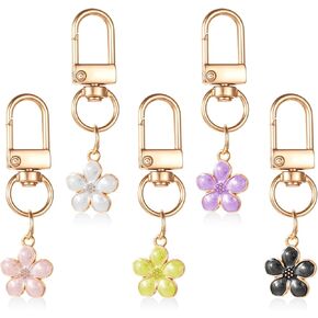 5 Packs Cute Flower keychains for Women, Aesthetic Keychain Charms Bag Purse Charms for Handbags Cute Keychain Charms Handbag Key Chain Floral Purses Bag for Women Girls Wallet Handbags