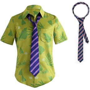 DAZCOS US Size Green Printed T-Shirt Tie for Mens Hawaiian Floral Shirts Cosplay St. Patrick's Day