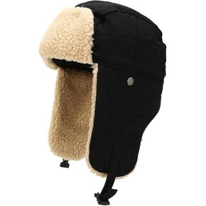 Peicees Trapper Hat with Fur Ear Flaps Russian Ushanka for Men Women Winter Snow Hat for Cold Weather Aviator Cap Warm