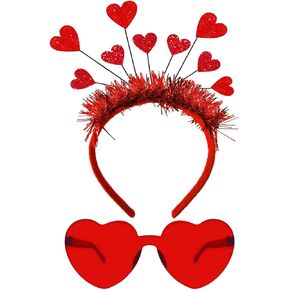 Valentine Heart Headband and Heart Sunglasses for Halloween Valentine Wedding Birthday Party