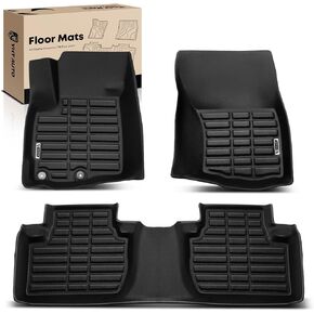YHTAUTO Floor Mats Compatible with Mitsubishi Outlander 2011-2020, Outlander Sport 2011-2015, Front & 2nd Row, All Weather Custom Fit TPE Car Floor Liners, Black, Set of 3