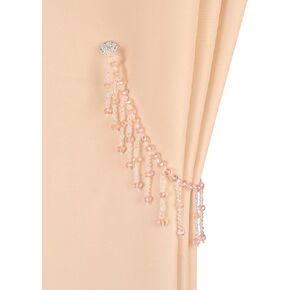 SUQ I OME 1 Pair of Magnetic Pearl Curtain Tieback, Pearl Curtain Tieback Holdback for Drapes, Pearl Crystal Sheer Window Curtain Holder Home Office Bedroom (Pearl Tassels)
