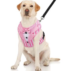 Kuoser Dog Tuxedo Harness, Adjustable Dog Harness No Pull for Small Medium Dogs, Dog Wedding Suit with Bow Tie Party Costume Green XL