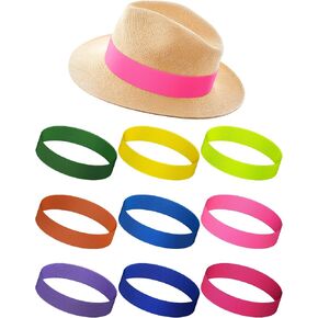 Yahenda 9 Pcs Stretchable Hat Band Ribbon Panama Hat Band Western Cowboy Hat Band Costume Headwear for Women Men