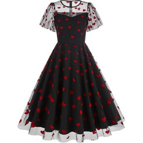 Tulle Embroidery Floral Dress for Women Flutter Sleeve Flower Embroidered Tulle Prom Dress Summer Wedding Tea Party Dress
