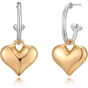 Gold Earrings for Women Heart Dangle Earrings Charms Heart Pendant Earrings Boho Earring Statement Earring Fashion Women Jewelry Gift