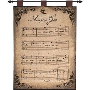 Manual Wall Hanging and Finial Rod, How Sweet The Sound, 26 X 36-Inch