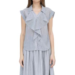 G-Blue Stripe Raw Blouse: Stylish Top for Women, Perfect for Business Casual and Work Outfits 2025