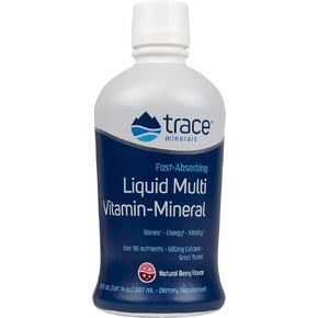 Trace Minerals Liquid Multi Vitamin-Mineral - Aid Body Mineral Health - Vitamin & Mineral Liquid Supplement - Supports Healthy Bones & Muscles - Natural Berry, 30 fl oz (30 Servings)