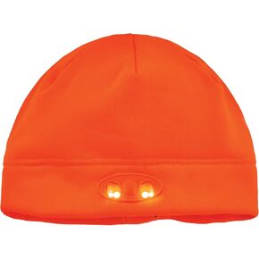 Ergodyne Standard Beanie Winter Hat with LED Lights, Orange, One Size