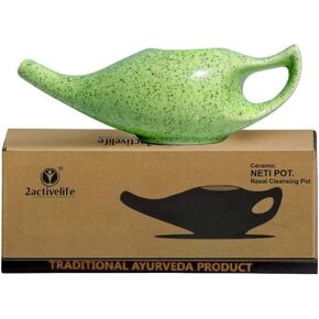 Yoga Neti Pot for Sinus & Congestion Cleaning| Microwave and Dishwasher Friendly | Leak Proof Durable Ceramic Neti Pot| Nasal Wash Handcrafted Durable Ceramic - Blue