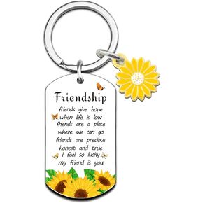 Sunflower Friend Gifts For Women Long Distance Best Friend Friendship Keychain Gifts Birthday Gift For Best Friend Woman Bestie Sister Going Away Thank You Gifts For Friends Birthday Christmas Gifts