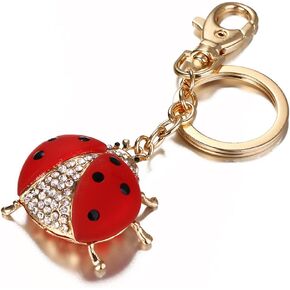 Keychain Rhinestone Ladybug Pendant Keyring 3D Animal Iced Out Metal Key Ring Charm Jewellery Christmas Birthday Gift Keychains Key Chain Key Ring Holder for Men and Women