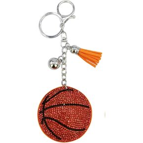 Creative Football Keyring Glitter Crystal Baseball Softball Key Ring Rhinestone Baseball Key Chians for Sports Fans