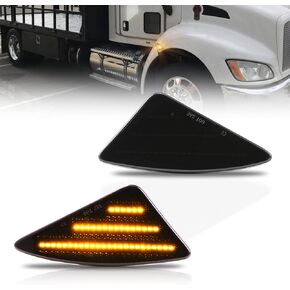 Front Fender LED Side Marker Lights for 2008-2021 Kenworth T660 T170 T370 T270, Kenworth Clear Lens Side Bumper Marker Lamps, [Ultra-Bright] Amber LED Side Markers Turn Signal Lights, 2 PCS