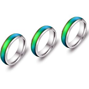 HUASAI Mood Rings for Men Temperature Sensative Color Changing Rings Stainless Steel Band Rings