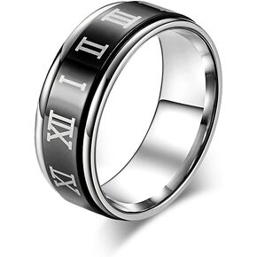 Roman Numerals Ring Anxiety Fidget Ring Spinner Ring Stainless Steel Rings for Men