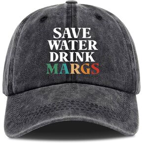 Save Water Drink Margs,Funny Baseball Cap,Funny Trucker Hat,Cute Tequila Beer Hat,Vintage Caps,Funny Vintage Cotton Washed Baseball Caps,One Size Black