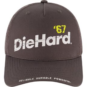 Concept One DieHard Truck Hat, 67 Logo Mesh Adjustable Snapback Baseball Cap with Curved Brim, Black, One Size