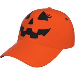 Funny Pumpkin Face Halloween Orange Hats Cute Halloween Baseball Cap Golf Adjustable Hat for Men Women