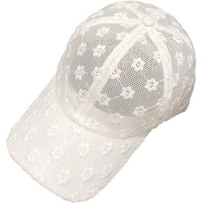 PACKOVE Lace Baseball Cap White Lace Sun Hat Floral Embroidered Baseball Hats White Baseball Cap Trucker Fishing Hat for Women