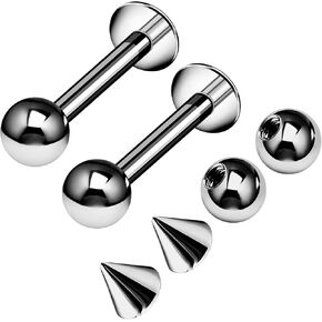 2PCS Titanium G23 Labret 16g 3mm Ball Monroe Tragus Cartilage Spiderbite Earrings Helix Piercing Jewelry Pick Size