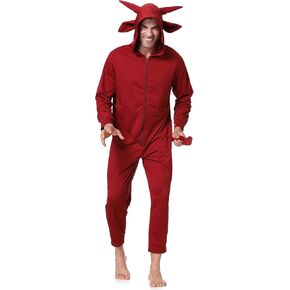 Colorful House Men Devil Halloween Costume Adult Onesie Pajamas Red Jumpsuits Costume for Couple Family