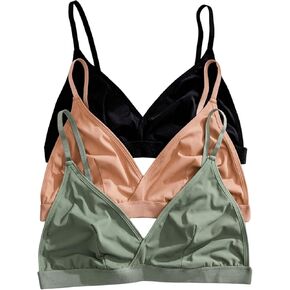 WDIRARA Women's Plus Size 3 Pieces Bralettes Set V Neck Crop Cami Top Bra
