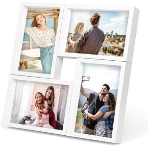 KAPIX 4x6 Picture Frames Collage, Collage Frame Wall Decor Display Four 4x6 Family Photos, Glass Front, Wall Hanging or Tabletop, Black