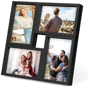 KAPIX 4x6 Picture Frames Collage, Collage Frame Wall Decor Display Four 4x6 Family Photos, Glass Front, Wall Hanging or Tabletop, Black in Saudi Arabia