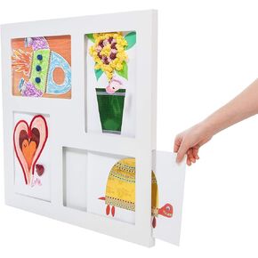 Articulate Gallery Quadruple Children's Artwork Frame, Fits Four 9 x 12’’ artwork, an award-winning slot sided picture frame for the instant display of 2D and 3D children’s artwork