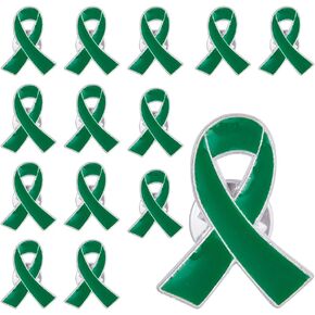 SUNNYCLUE 30Pcs Green Awareness Ribbon Pins Awareness Lapel Pins Liver Cancer Pins Green Ribbon Pin Set Liver Cancer Cerebral Organ Donation Awareness Pin for Women Men Clothes Jacket Hat Decor